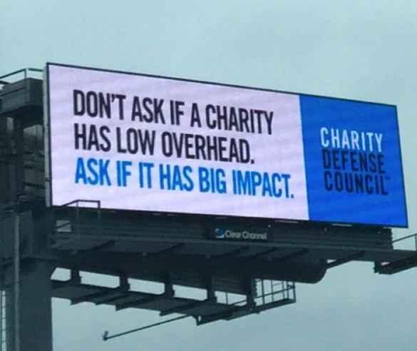 Billboard ad defending charities. Pic by Dan Pallotta